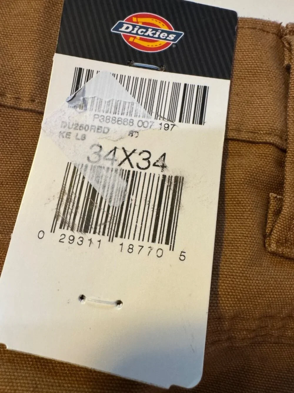 Dickies Carpenter Duck Pants 34/34 Straight Leg NWT Lightweight Canvas Cargo